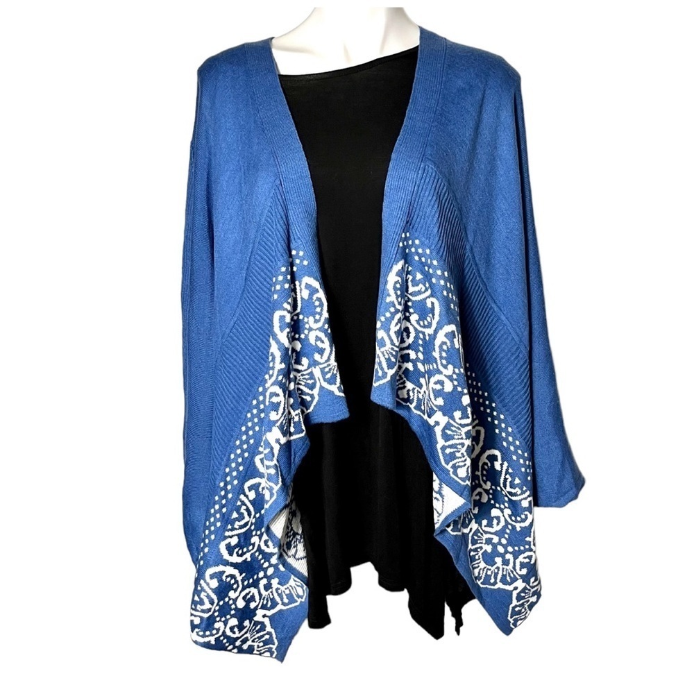 Ya Los Angeles Waterfall Cardigan Size Large Blue/White